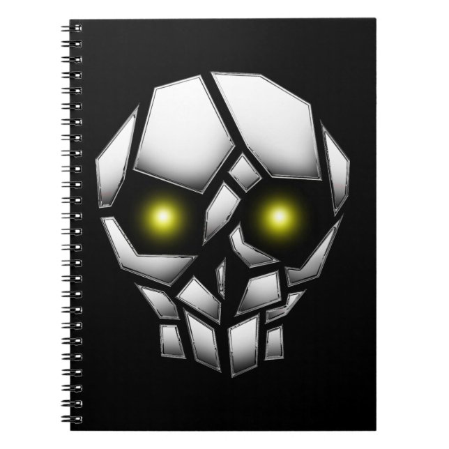 Chrome Plated Skull with Glowing Eyes Spiral Notebook (Front)