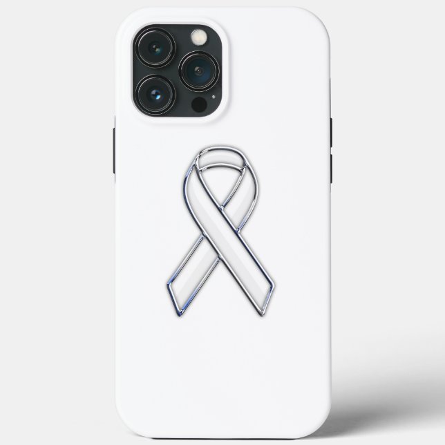 Chrome Print Belted White Ribbon Awareness Case-Mate iPhone Case (Back)