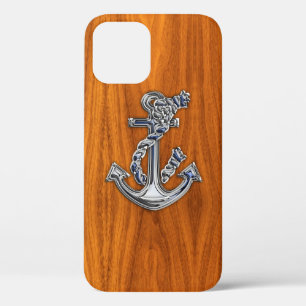 Chrome Rope Anchor on Teak Decor iPhone 12 Case