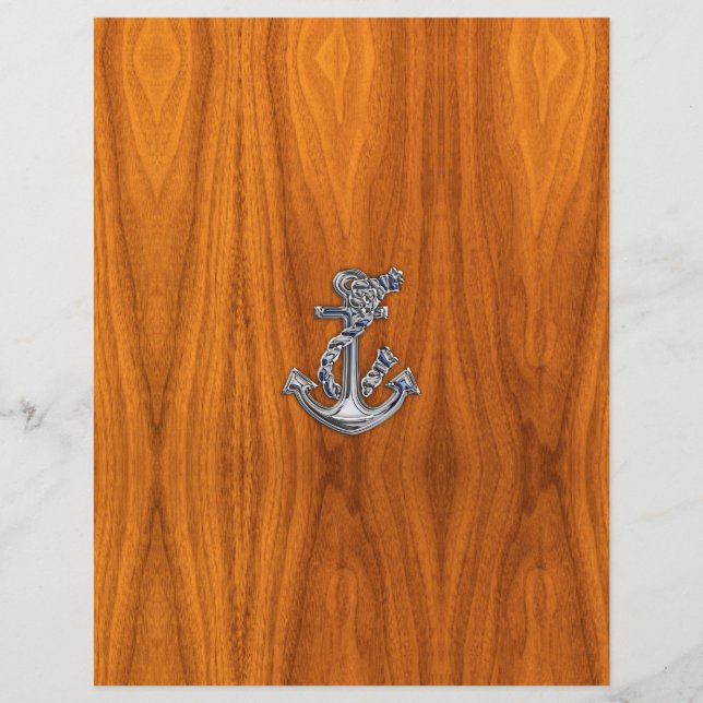 Chrome Rope Anchor on Teak Veneer (Front)
