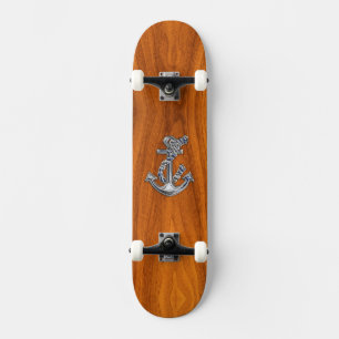 Chrome Rope Anchor on Teak Veneer Skateboard