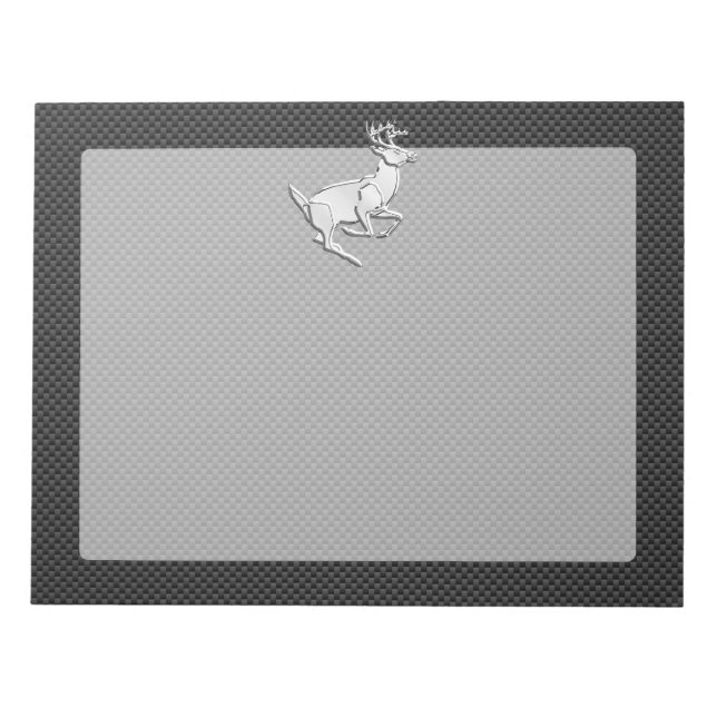 Chrome Running Deer on Carbon Fibre Print Notepad (Front)