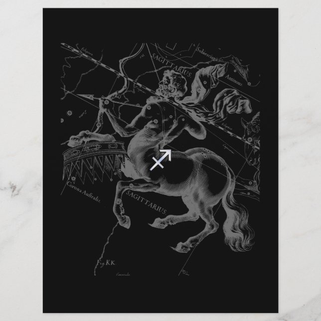 Chrome Sagittarius Zodiac Sign Hevelius circa 1690 (Front)