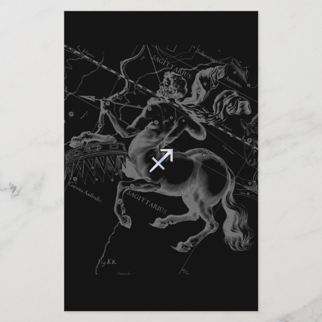 Chrome Sagittarius Zodiac Sign Hevelius circa 1690 Stationery (Front)