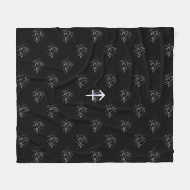 Chrome Sagittarius Zodiac Sign on Hevelius Decor Fleece Blanket (Front (Horizontal))