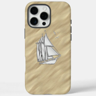 Chrome Sailboat on Sandy Beach Print iPhone 16 Pro Max Case