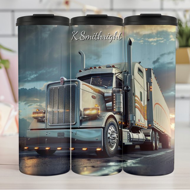 Chrome Semi Truck Sunset Haul Thermal Tumbler (Creator Uploaded)