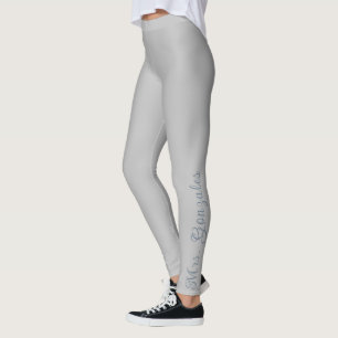 Chrome Silver & Slate Blue Custom Modern Bride  Leggings