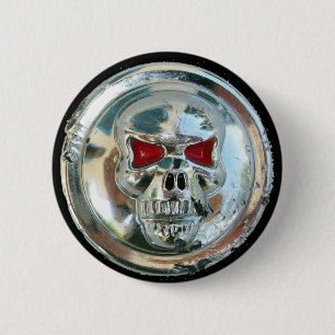 CHROME SKULL 6 CM ROUND BADGE