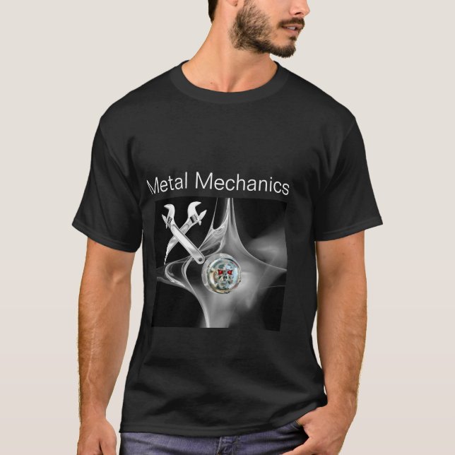 CHROME SKULL AND CROSSED WRENCHES METAL MECHANICS T-Shirt (Front)