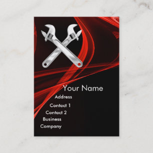 CHROME SKULL AND WRENCHES METAL MECHANICS BUSINESS CARD