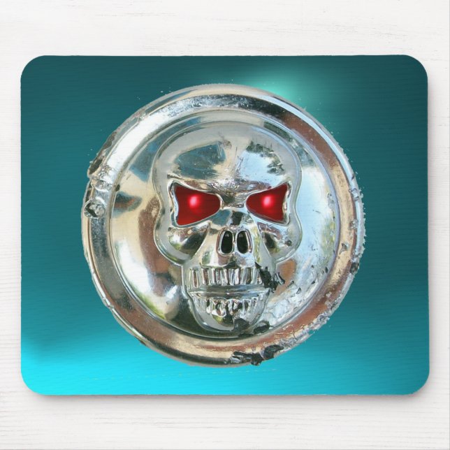 CHROME SKULL , Blue Aquamarine Mouse Pad (Front)