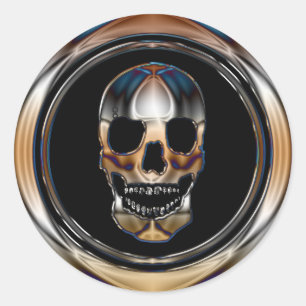 CHROME SKULL CLASSIC ROUND STICKER