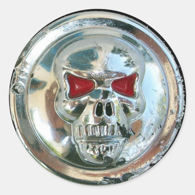 CHROME SKULL CLASSIC ROUND STICKER (Front)