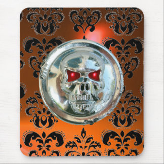 CHROME SKULL ,Damask, Orange Agate Mouse Pad