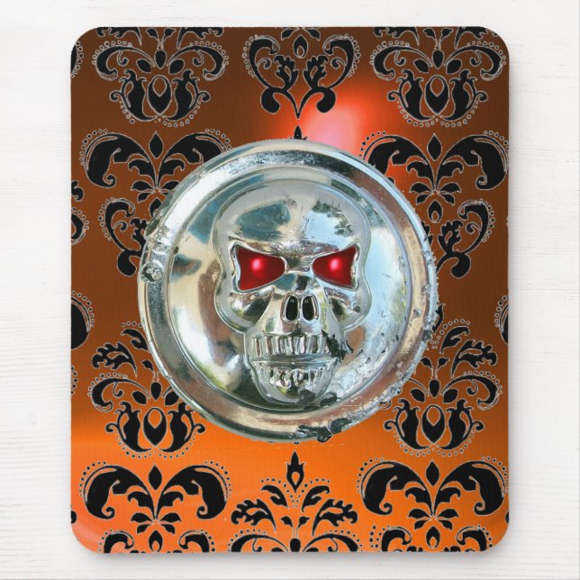 CHROME SKULL ,Damask, Orange Agate Mouse Pad (Front)