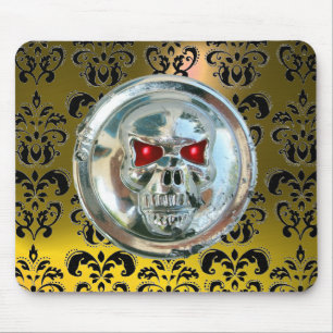 CHROME SKULL ,Damask, Yellow Topaz Mouse Pad