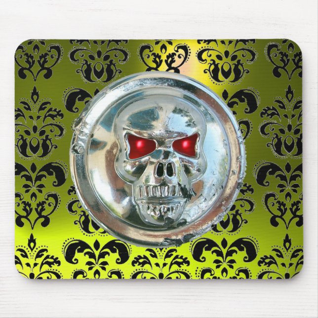 CHROME SKULL ,Damask, Yellow Topaz Mouse Pad (Front)