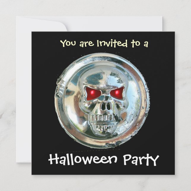 CHROME SKULL HALLOWEEN PARTY INVITATION (Front)