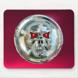 CHROME SKULL , Red Pink Ruby Mouse Pad