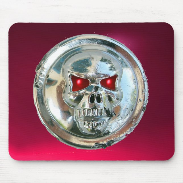 CHROME SKULL , Red Pink Ruby Mouse Pad (Front)
