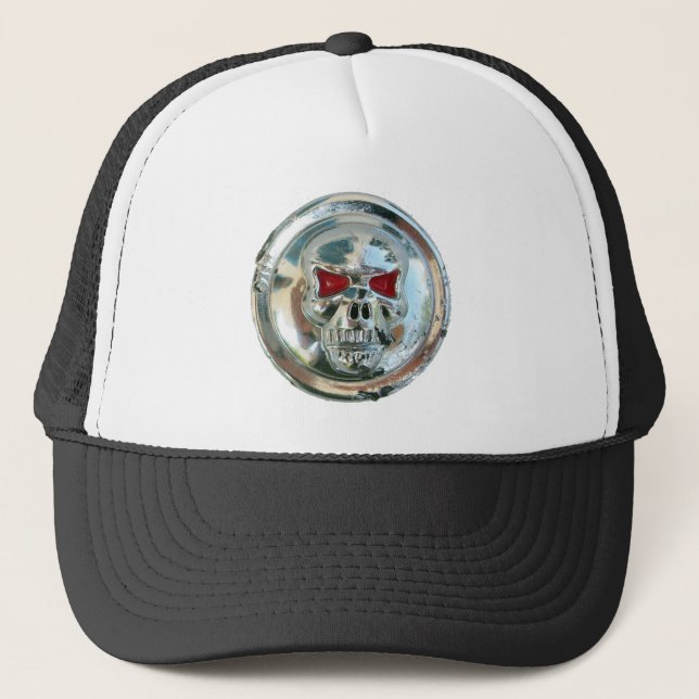 CHROME SKULL TRUCKER HAT (Front)