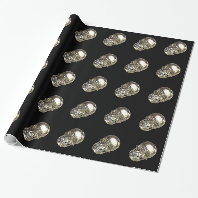 Chrome Skull Wrapping Paper (Unrolled)