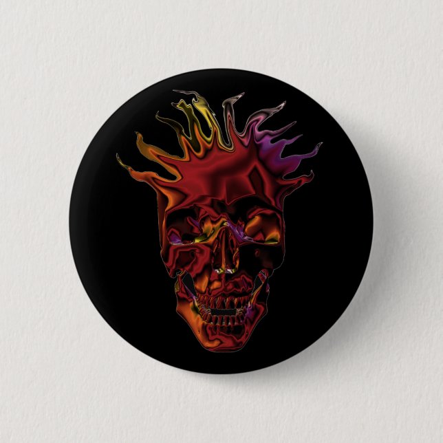 chrome skulls 6 cm round badge (Front)