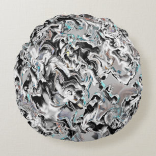 Chrome stains with gradient or fume, Black to Grey Round Cushion