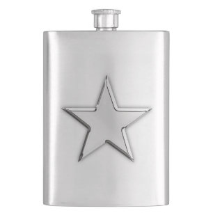 Chrome Star Nautical Print Hip Flask