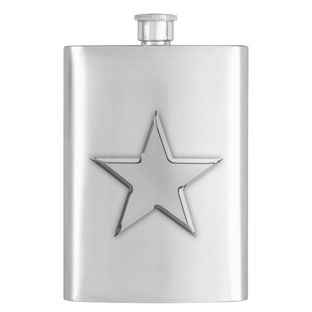 Chrome Star Nautical Print Hip Flask (Front)