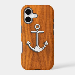 Chrome Style Anchor on Teak Veneer