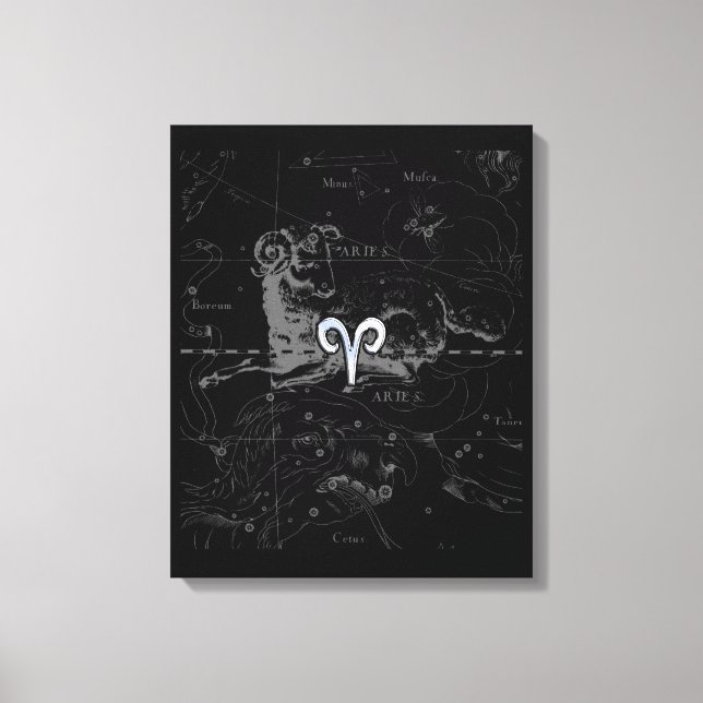 Chrome Style Aries Zodiac Sign on Hevelius (Front)