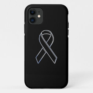 Chrome Style Black on Black Ribbon Awareness Case-Mate iPhone Case