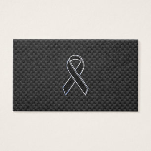Chrome Style Black Ribbon Awareness Carbon Fibre