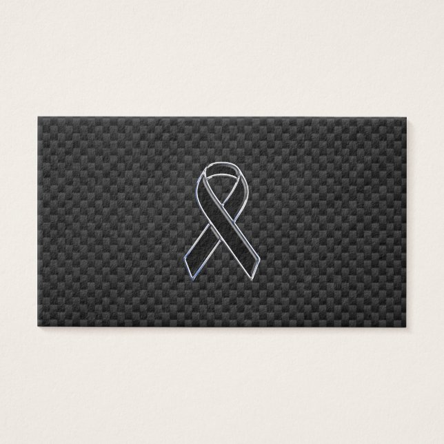 Chrome Style Black Ribbon Awareness Carbon Fibre (Front)