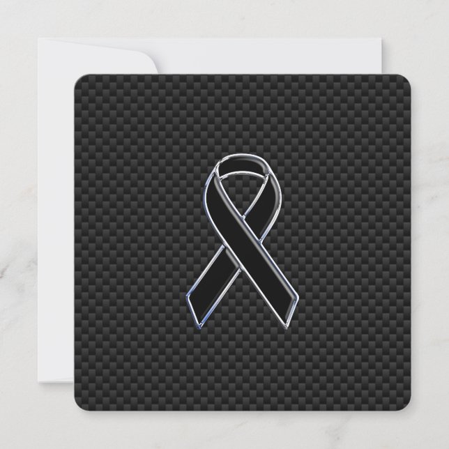 Chrome Style Black Ribbon Awareness Carbon Fibre (Front)