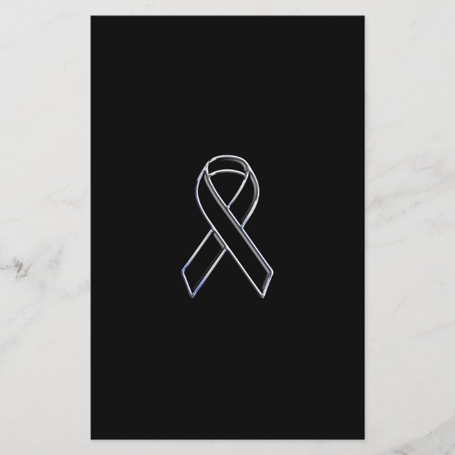 Chrome Style Black Ribbon Awareness Flyer (Front)