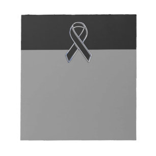 Chrome Style Black Ribbon Awareness on Black Notepad