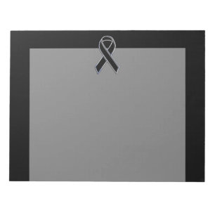 Chrome Style Black Ribbon Awareness on Black Notepad