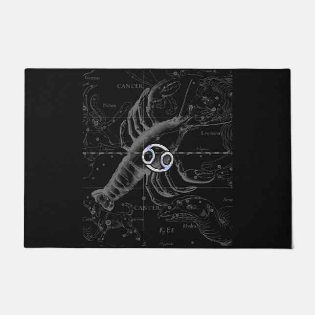 Chrome Style Cancer Zodiac Sign on Hevelius 1690 Doormat (Front)