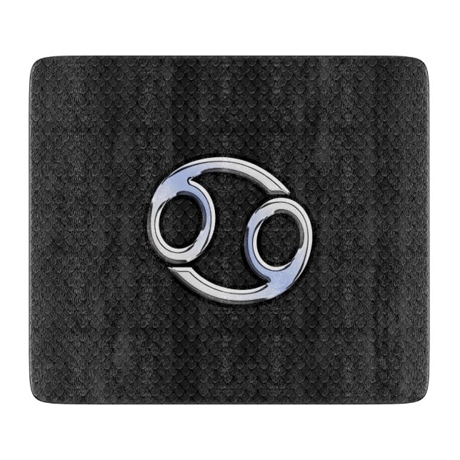 Chrome Style Cancer Zodiac Symbol Cutting Board (Front)