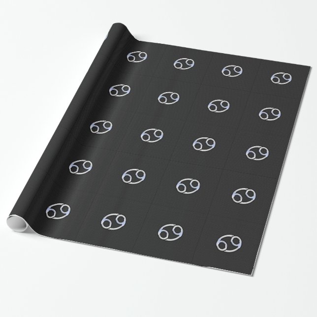 Chrome Style Cancer Zodiac Symbol Wrapping Paper (Unrolled)