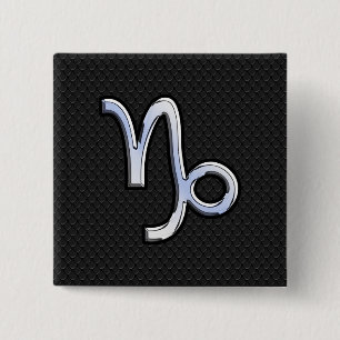 Chrome Style Capricorn Sign on Snake Skin Decor 15 Cm Square Badge