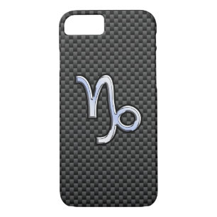 Chrome Style Capricorn Symbol on Carbon Fibre Case-Mate iPhone Case