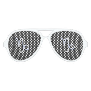 Chrome Style Capricorn Zodiac Sign on Carbon Fibre Aviator Sunglasses
