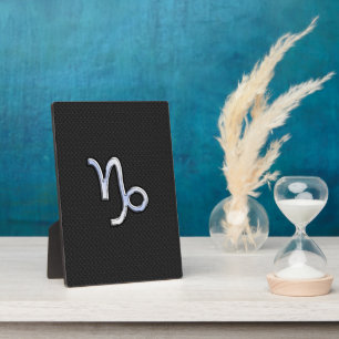 Chrome Style Capricorn Zodiac Sign on Snake style Plaque