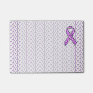 Chrome Style Crystal Pink Ribbon Awareness Knit Post-it Notes