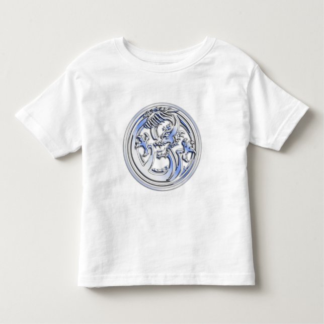 Chrome style Dragon badge on Carbon Fiber Print Toddler T-Shirt (Front)