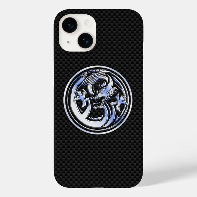 Chrome style Dragon Crest Carbon Fibre Print Case-Mate iPhone Case (Back)